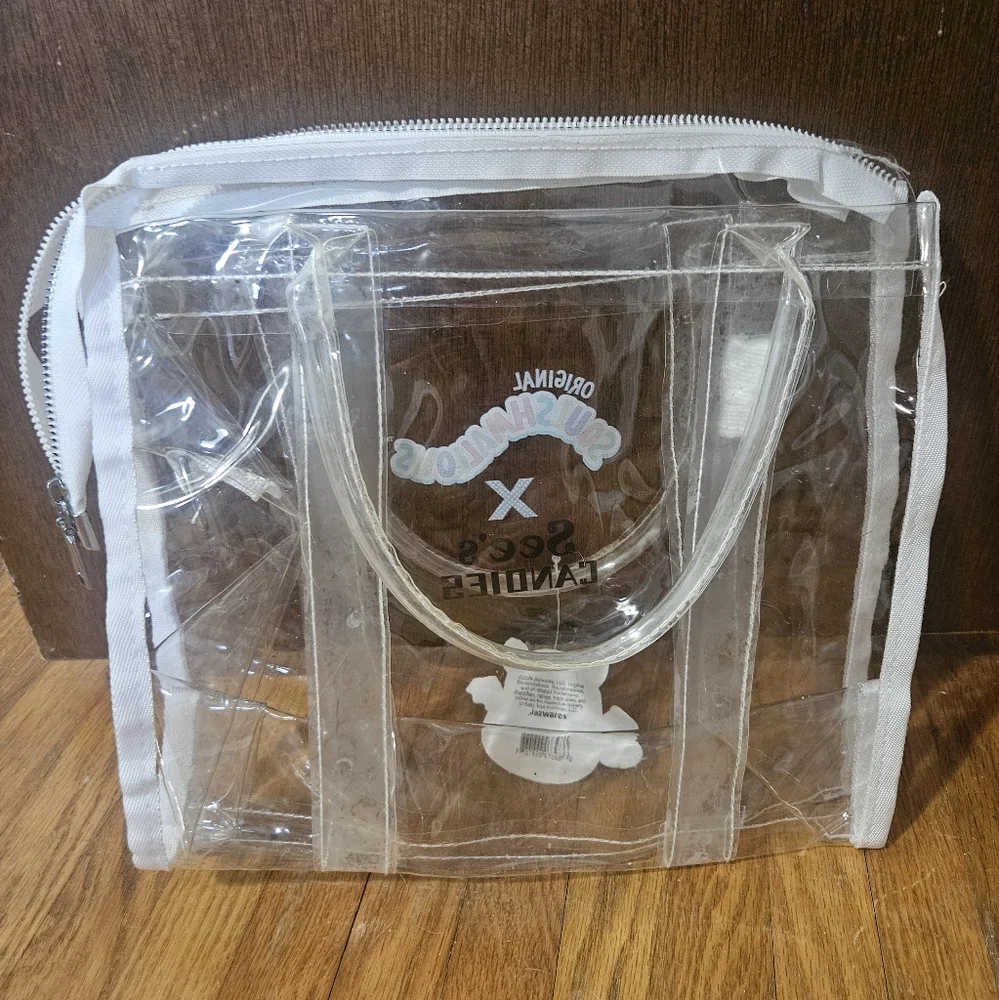 NWT Squishmallows X See's Candies Clear Tote Bag with White Accents Transparent